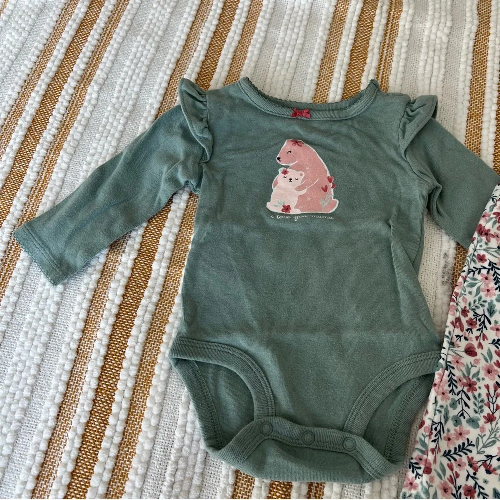 Baby 2-Piece Bears Bodysuit Pant‎ Set 6  Months